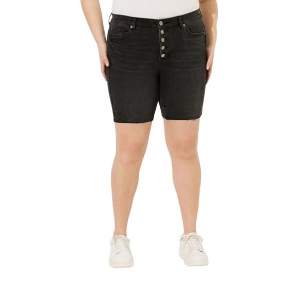 TORRID 8" Black Bombshell Bermuda Premium Stretch High Rise Short Size 24 - Picture 1 of 15
